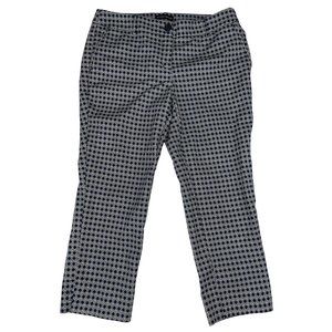 Hilary Radley Women's Pull On Pants Diamond Patterned 6 Black Blue White Cotton
